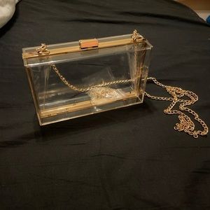 Cute clear box purse with additional smaller chain